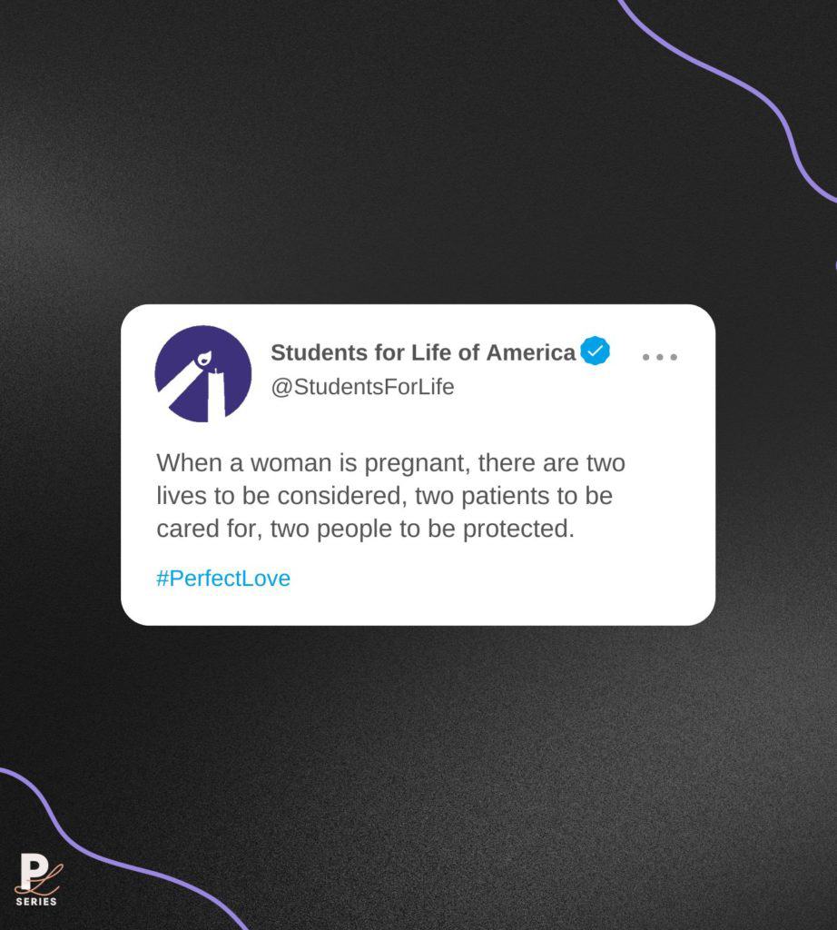 A social media post that talks about there are two patients in pregnancy regardless of it being forced pregnancy or rape